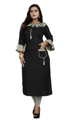 Black plain rayon party-wear-kurtis 1