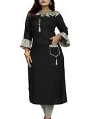 Black plain rayon party-wear-kurtis