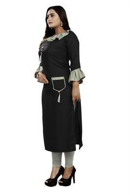 Black plain rayon party-wear-kurtis 2