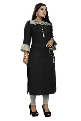 Black plain rayon party-wear-kurtis 3