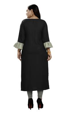 Black plain rayon party-wear-kurtis 4