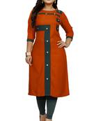 Orange hand woven rayon ethnic-kurtis