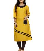 Yellow hand woven rayon ethnic-kurtis