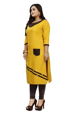 Yellow hand woven rayon ethnic-kurtis 2