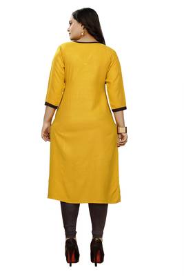 Yellow hand woven rayon ethnic-kurtis 3