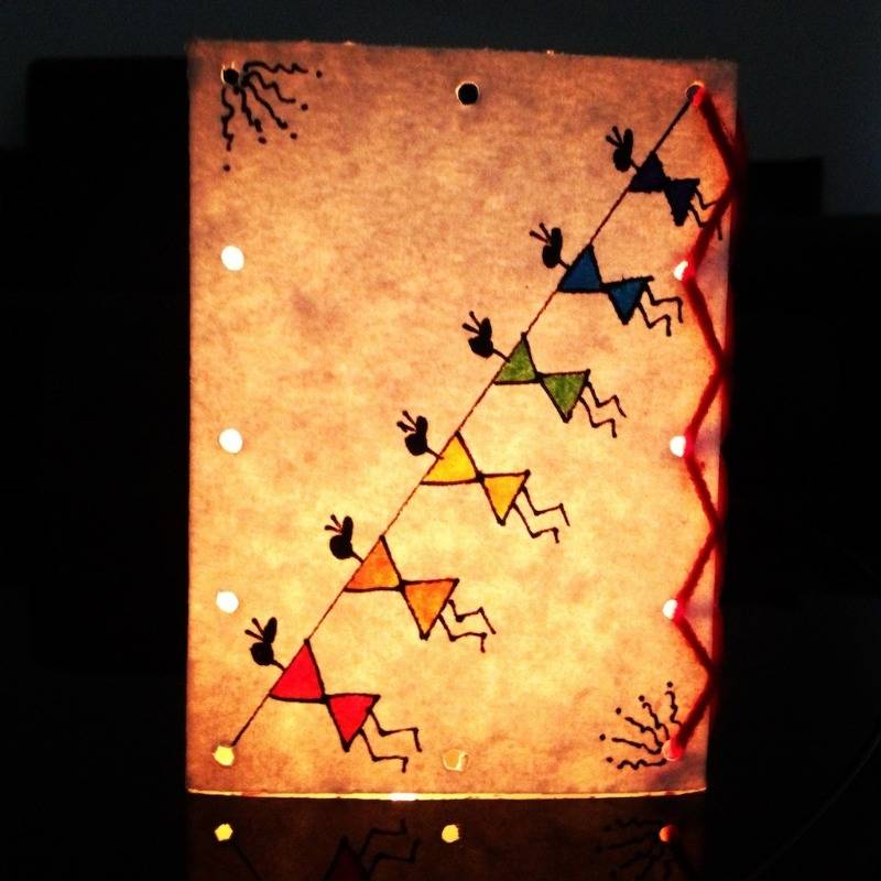 Colourful Hand Painted Handmade Paper T-Light Holder