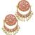 Peach Meenakari Studded Crystal & Pearl Traditional Chandbali Drop Earrings
