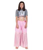 Pink printed rayon harem pants