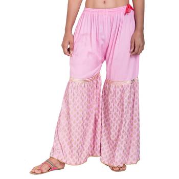 Pink printed rayon harem pants 2