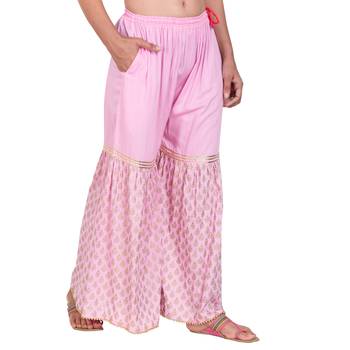Pink printed rayon harem pants 3