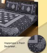 AJ Home 100% Cotton Premium Double Size Bedsheet with Two Pillow Covers