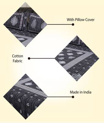 AJ Home 100% Cotton Premium Double Size Bedsheet with Two Pillow Covers 2