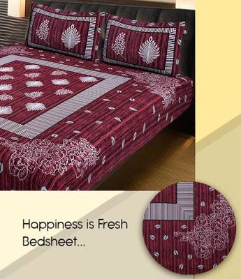 AJ Home 100% Cotton Premium King Size Bedsheet with Two Zip Pillow Covers 1