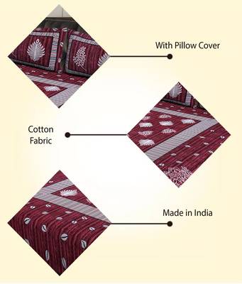 AJ Home 100% Cotton Premium King Size Bedsheet with Two Zip Pillow Covers 2