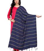Blue Cotton Zari Woven Dupatta With Tussels