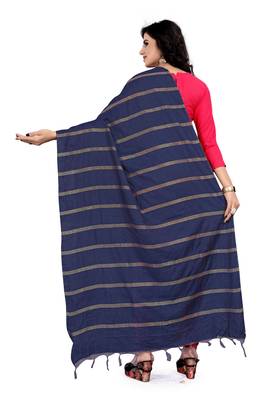 Blue Cotton Zari Woven Dupatta With Tussels 2
