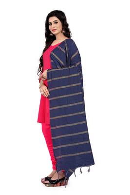 Blue Cotton Zari Woven Dupatta With Tussels 3
