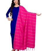 Pink Cotton Zari Woven Dupatta With Tussels