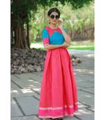 Pink Cotton Silk Fit and Flare Dress