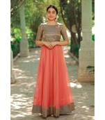 Peach Benaras Fit and Flare Dress