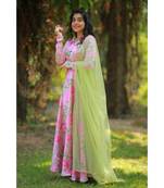 Pink Satin Georgette Fit and Flare Dress