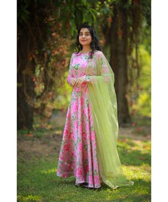 Pink Satin Georgette Fit and Flare Dress 2