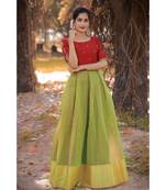 Red Dupion Silk Cotton  Fit and Flare Dress