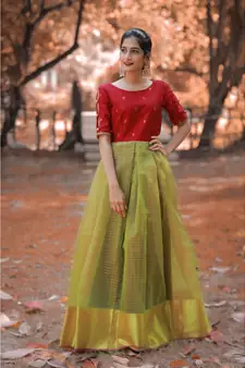 Red Dupion Silk Cotton  Fit and Flare Dress