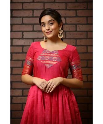 Pink Cotton Silk Fit and Flare Dress 4