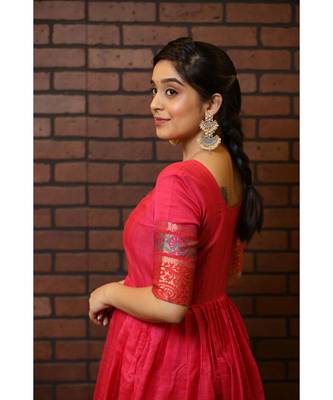 Pink Cotton Silk Fit and Flare Dress 5