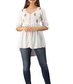 White embroidered viscose rayon tunics