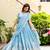 Sky-blue thread embroidery faux georgette indian lattest designer lehenga