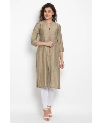 Beige colour solid long kurta  1