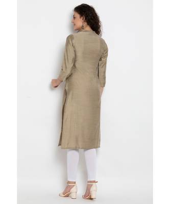 Beige colour solid long kurta  2