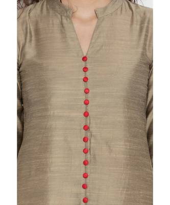 Beige colour solid long kurta  5