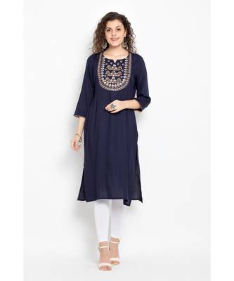Blue rayon long kurta  1