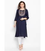 Blue rayon long kurta 