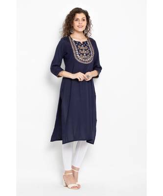 Blue rayon long kurta  2