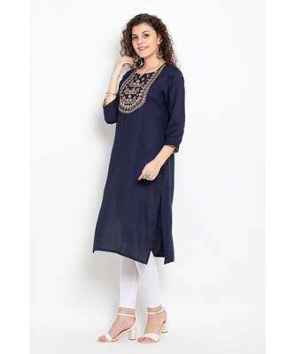 Blue rayon long kurta  3