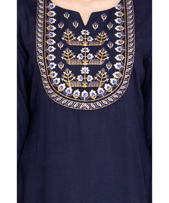 Blue rayon long kurta  4