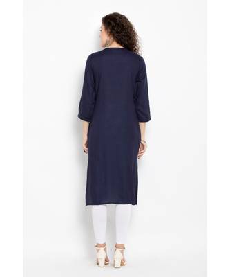 Blue rayon long kurta  5