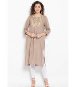 Beige rayon long kurta