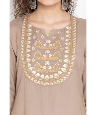 Beige rayon long kurta 4