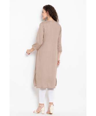 Beige rayon long kurta 5