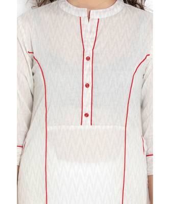 White Cotton Ikkat long kurta with three fourth sleeves 4