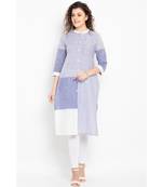 cotton woven long kurta with three fourth sleeves ,mandarin collar with placket and button details