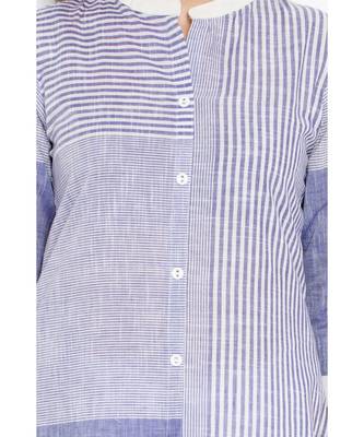 cotton woven long kurta with three fourth sleeves ,mandarin collar with placket and button details 4