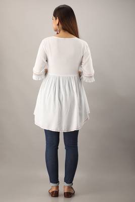 White embroidered viscose rayon tunics 5