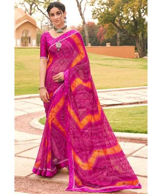multicolor printed Georgette saree with blouse 1