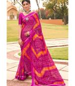 multicolor printed Georgette saree with blouse